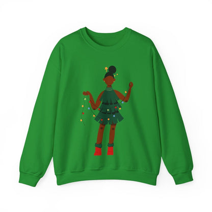 Christmas Dress Lady Sweatshirt - Afrocentric Art by The Trini Gee