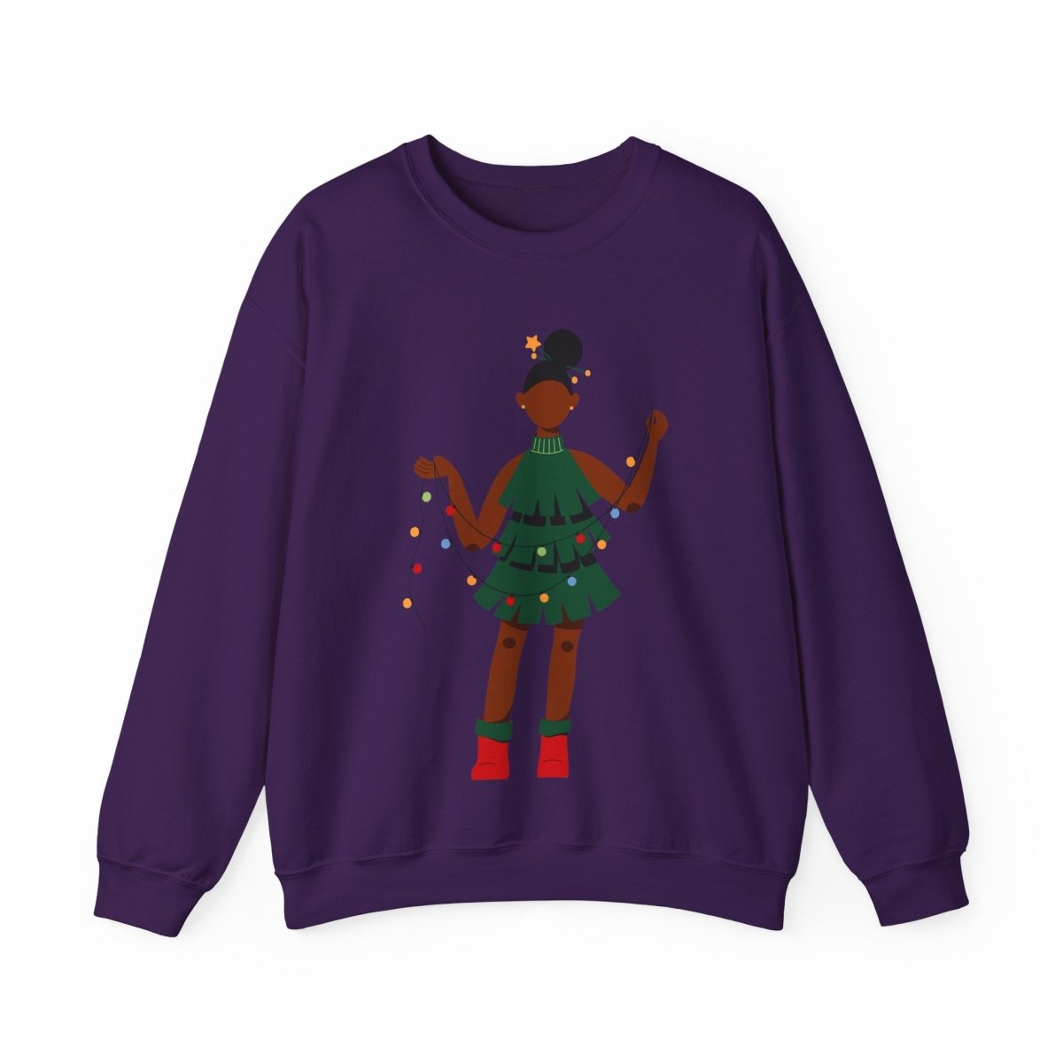 Christmas Dress Lady Sweatshirt - Afrocentric Art by The Trini Gee