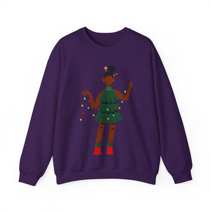 Christmas Dress Lady Sweatshirt - Afrocentric Art by The Trini Gee