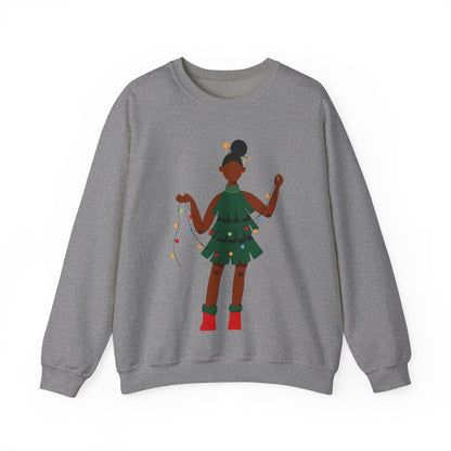 Christmas Dress Lady Sweatshirt - Afrocentric Art by The Trini Gee