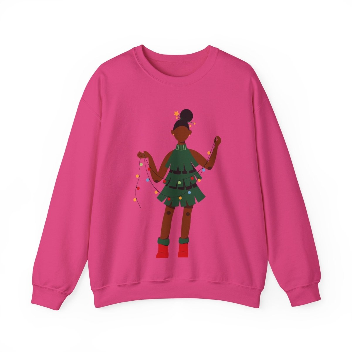 Christmas Dress Lady Sweatshirt - Afrocentric Art by The Trini Gee