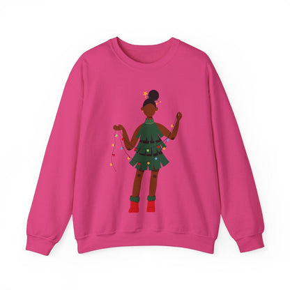 Christmas Dress Lady Sweatshirt - Afrocentric Art by The Trini Gee