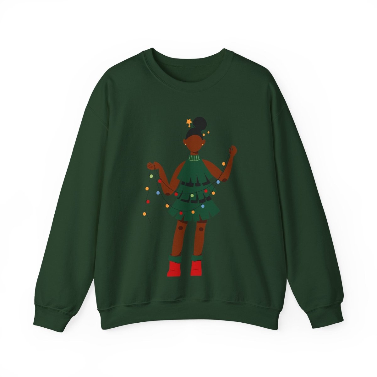 Christmas Dress Lady Sweatshirt - Afrocentric Art by The Trini Gee