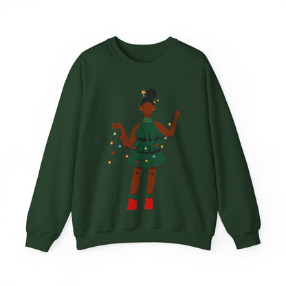 Christmas Dress Lady Sweatshirt - Afrocentric Art by The Trini Gee