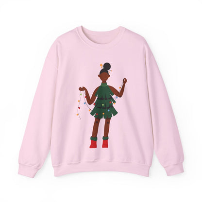 Christmas Dress Lady Sweatshirt - Afrocentric Art by The Trini Gee