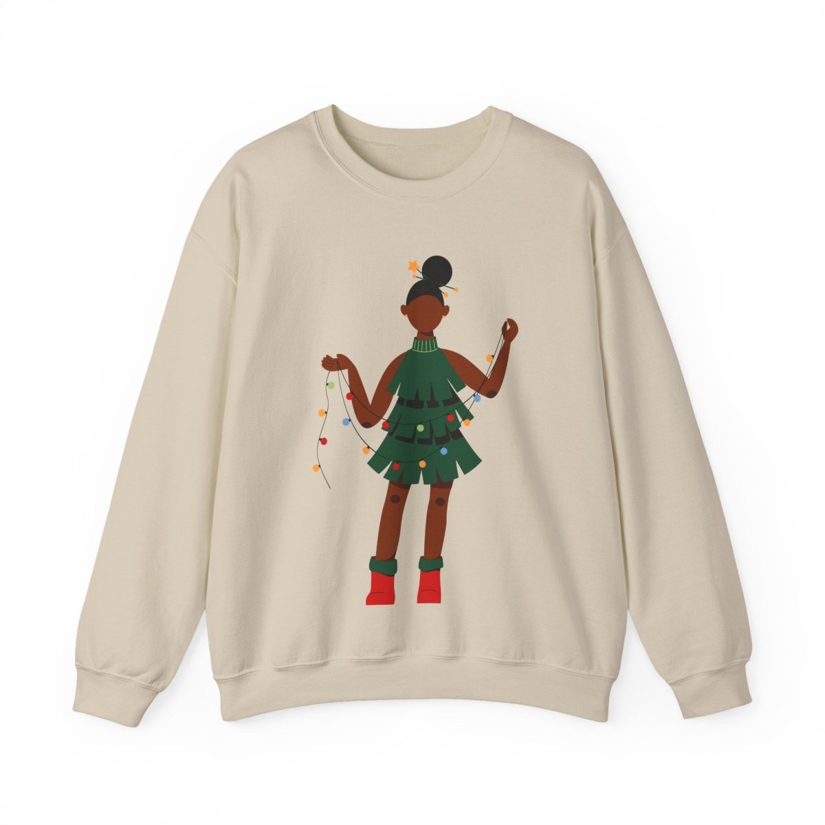 Christmas Dress Lady Sweatshirt - Afrocentric Art by The Trini Gee
