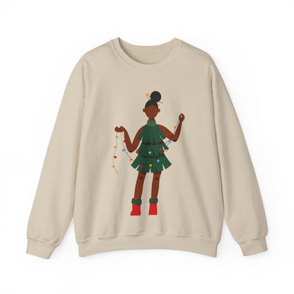 Christmas Dress Lady Sweatshirt - Afrocentric Art by The Trini Gee