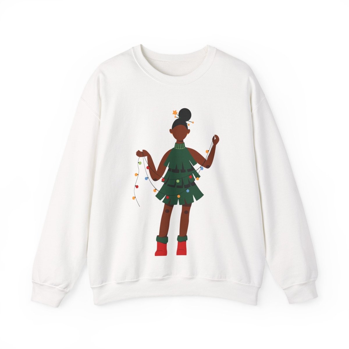 Christmas Dress Lady Sweatshirt - Afrocentric Art by The Trini Gee