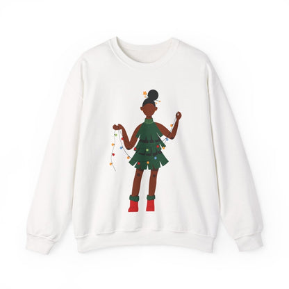 Christmas Dress Lady Sweatshirt - Afrocentric Art by The Trini Gee