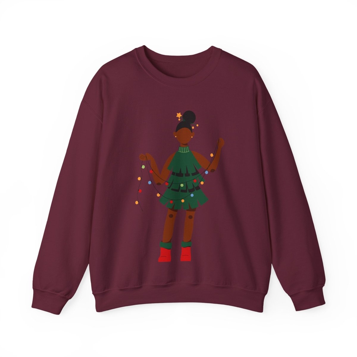 Christmas Dress Lady Sweatshirt - Afrocentric Art by The Trini Gee