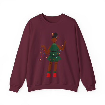 Christmas Dress Lady Sweatshirt - Afrocentric Art by The Trini Gee