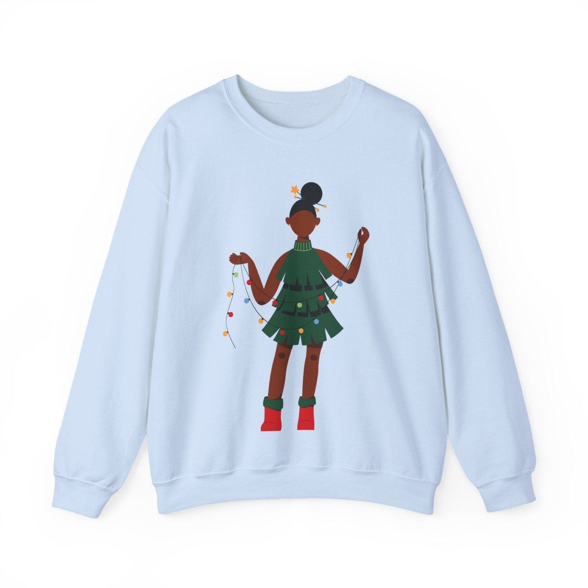 Christmas Dress Lady Sweatshirt - Afrocentric Art by The Trini Gee