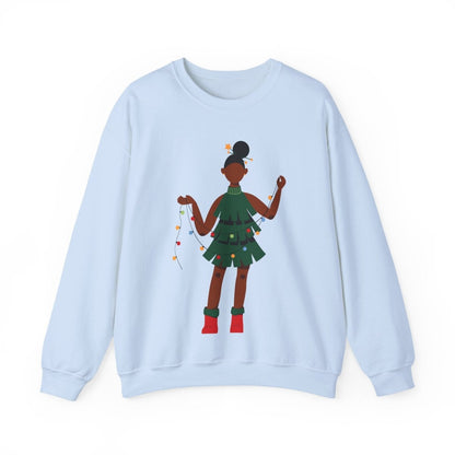 Christmas Dress Lady Sweatshirt - Afrocentric Art by The Trini Gee