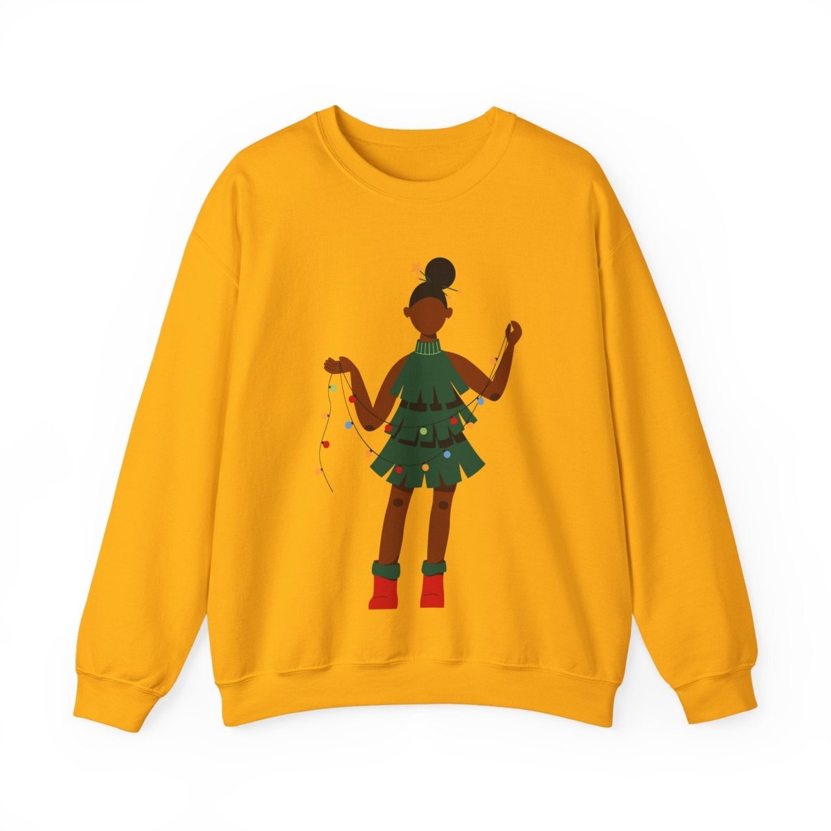Christmas Dress Lady Sweatshirt - Afrocentric Art by The Trini Gee