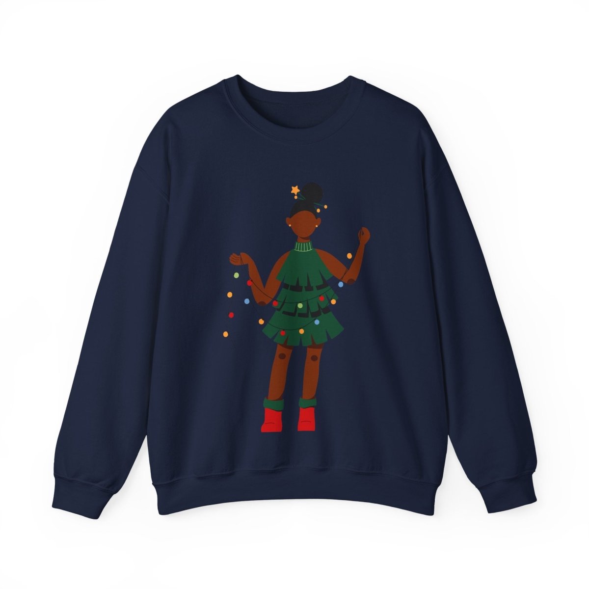 Christmas Dress Lady Sweatshirt - Afrocentric Art by The Trini Gee