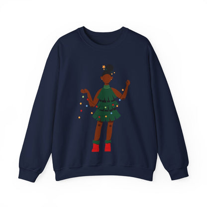 Christmas Dress Lady Sweatshirt - Afrocentric Art by The Trini Gee