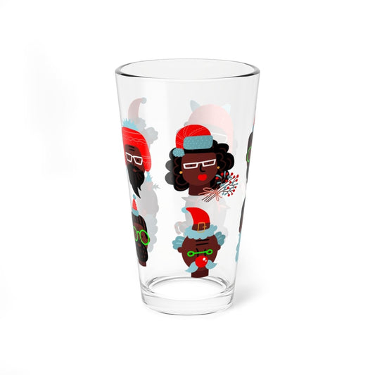 Christmas Faces 16oz Glass - The Trini Gee