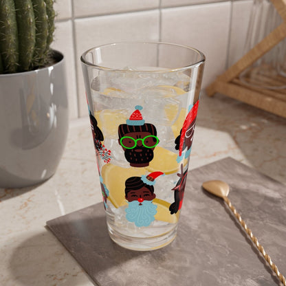 Christmas Faces 16oz Glass - The Trini Gee