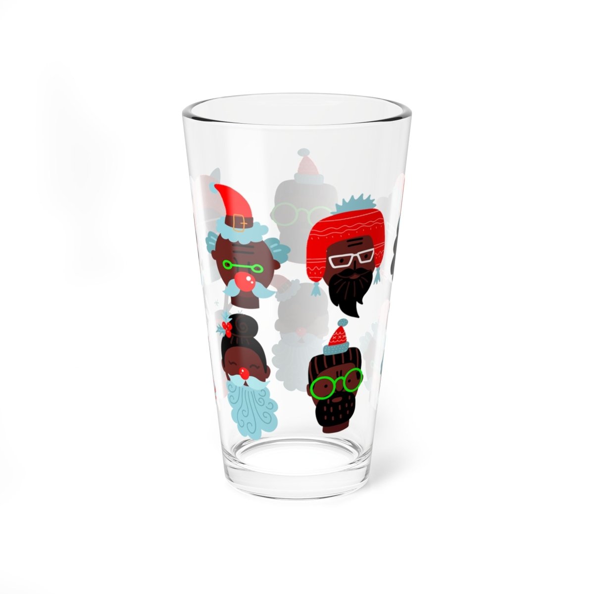 Christmas Faces 16oz Glass - The Trini Gee