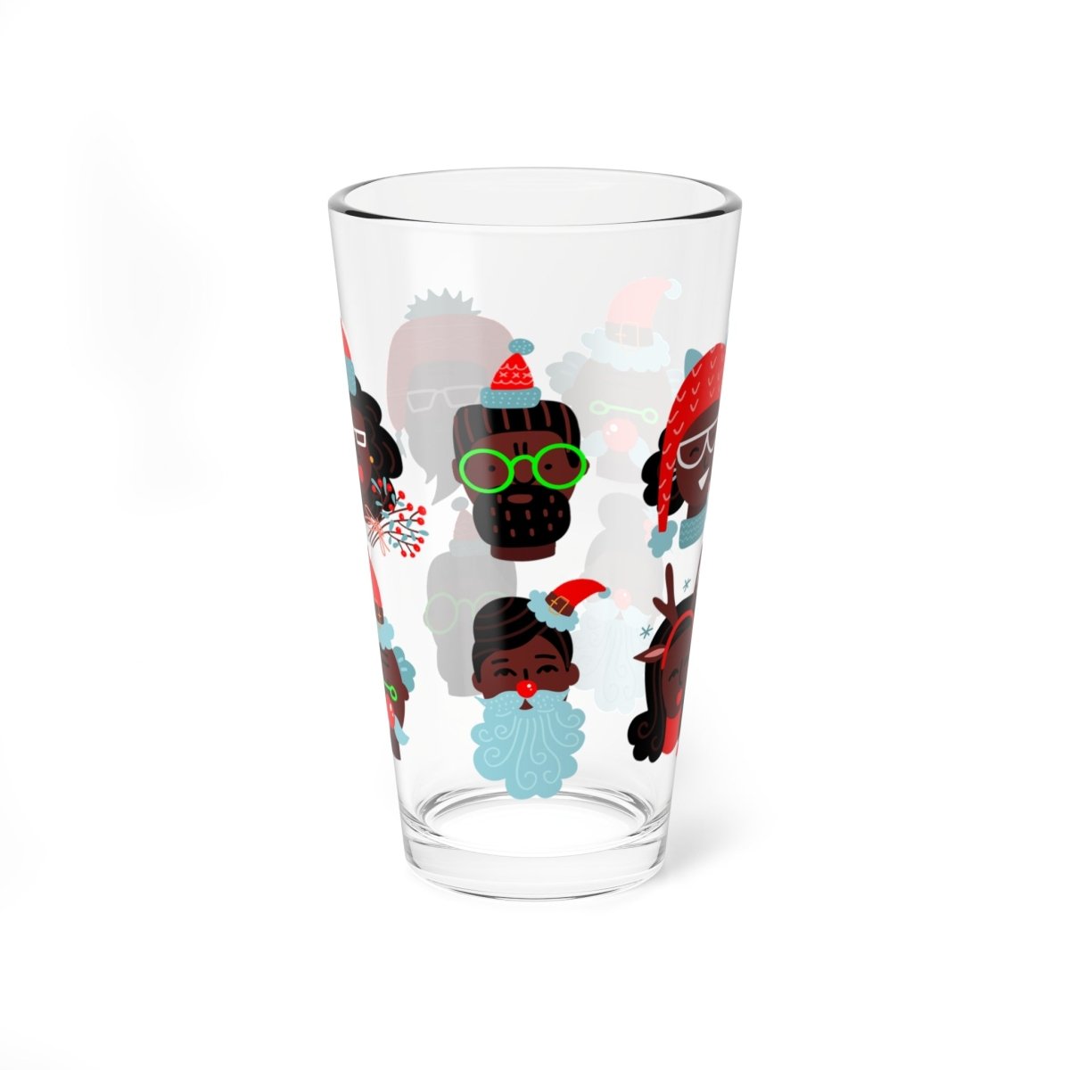 Christmas Faces 16oz Glass - The Trini Gee