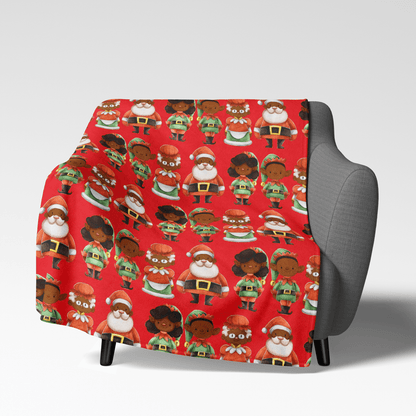 Christmas Family Throw Blanket - Afrocentric Art by The Trini Gee
