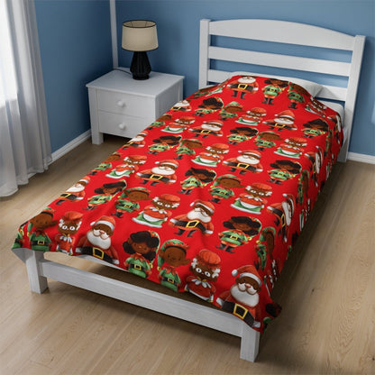 Christmas Family Throw Blanket - Afrocentric Art by The Trini Gee