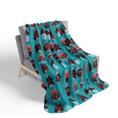 Christmas Heads Sherpa Blanket - Afrocentric Art by The Trini Gee
