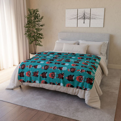 Christmas Heads Sherpa Blanket - Afrocentric Art by The Trini Gee