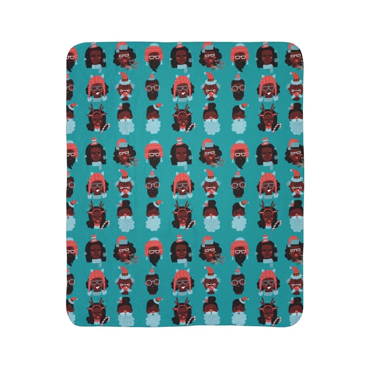 Christmas Heads Sherpa Blanket - Afrocentric Art by The Trini Gee