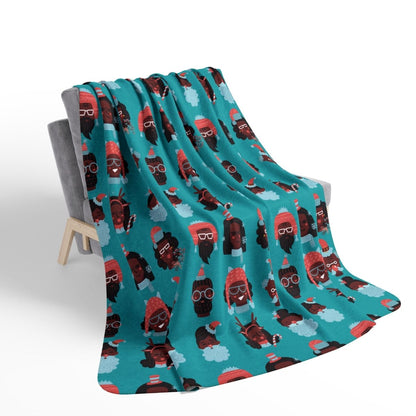 Christmas Heads Sherpa Blanket - Afrocentric Art by The Trini Gee
