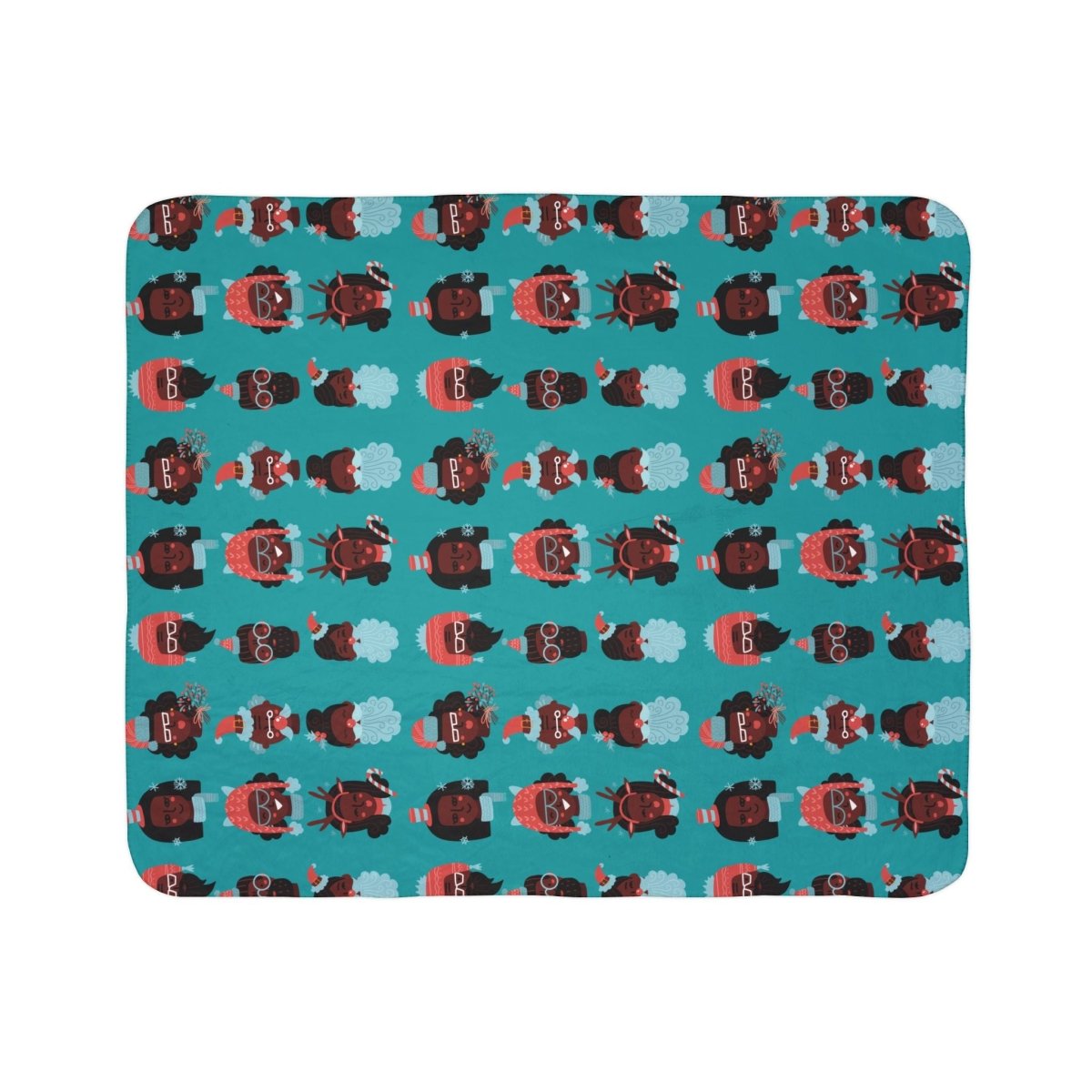 Christmas Heads Sherpa Blanket - Afrocentric Art by The Trini Gee