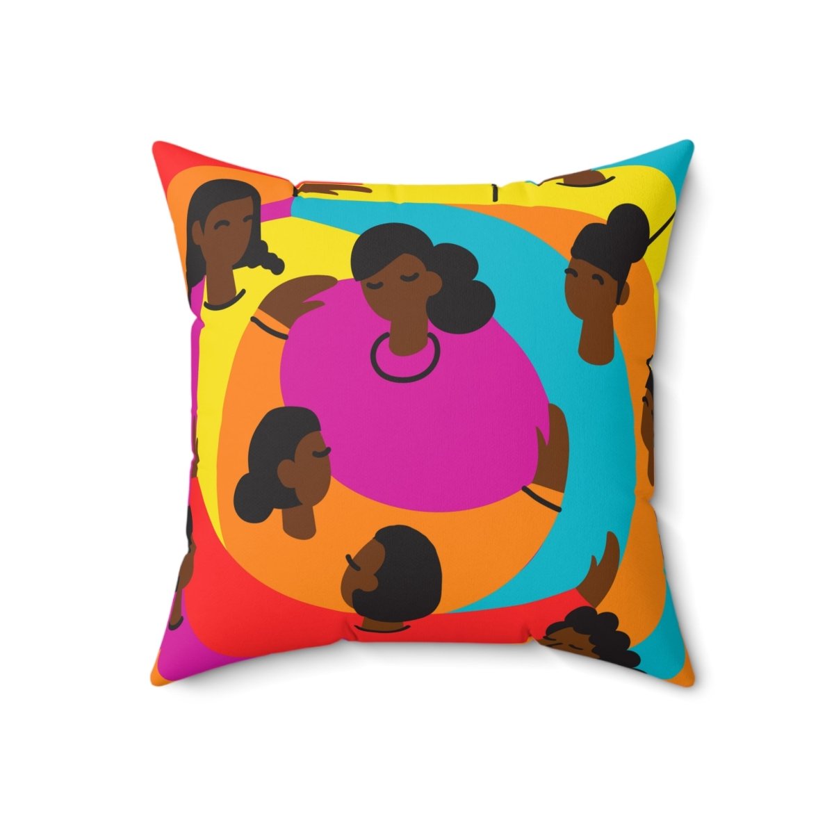 Circle Friends Pillow - Afrocentric Art by The Trini Gee