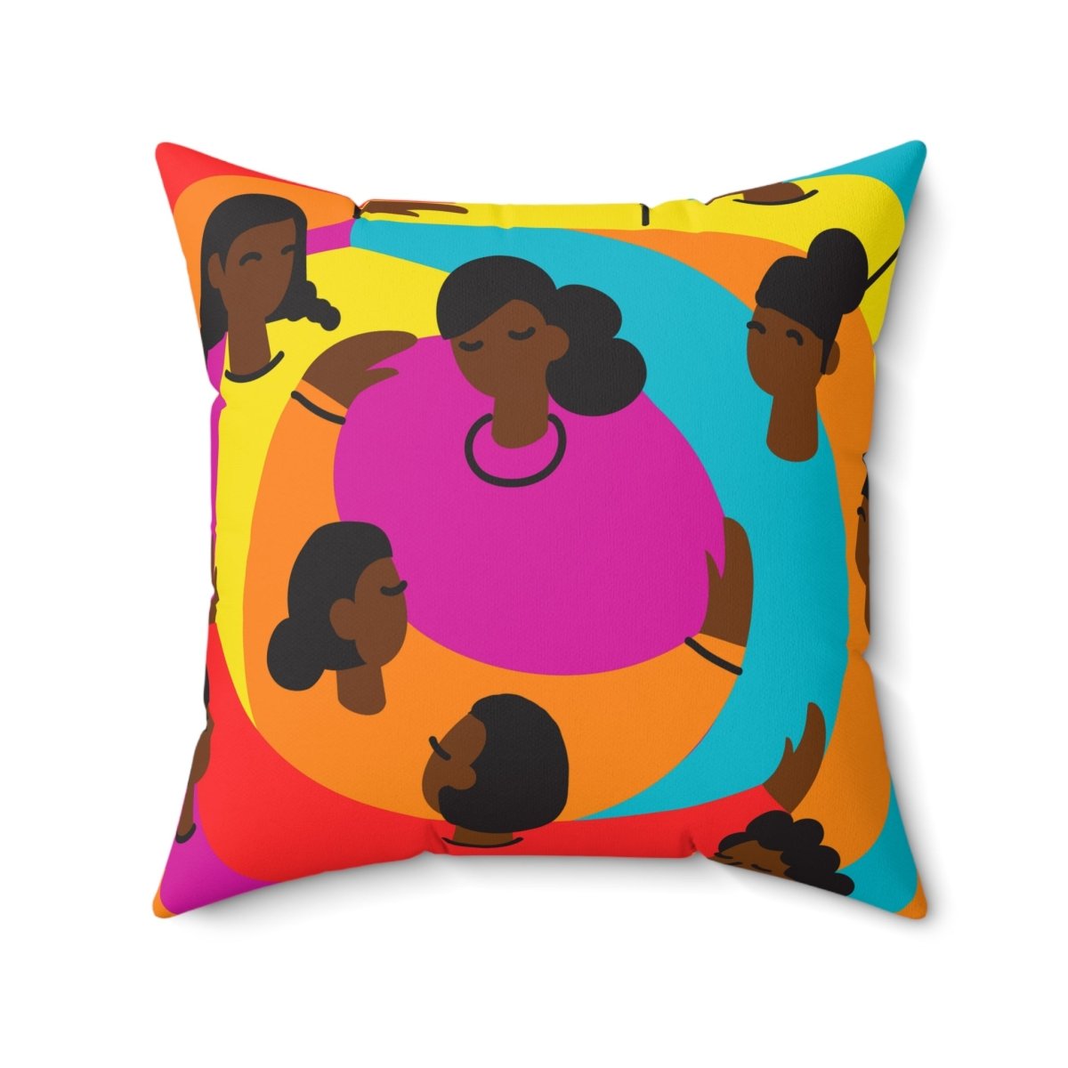 Circle Friends Pillow - Afrocentric Art by The Trini Gee