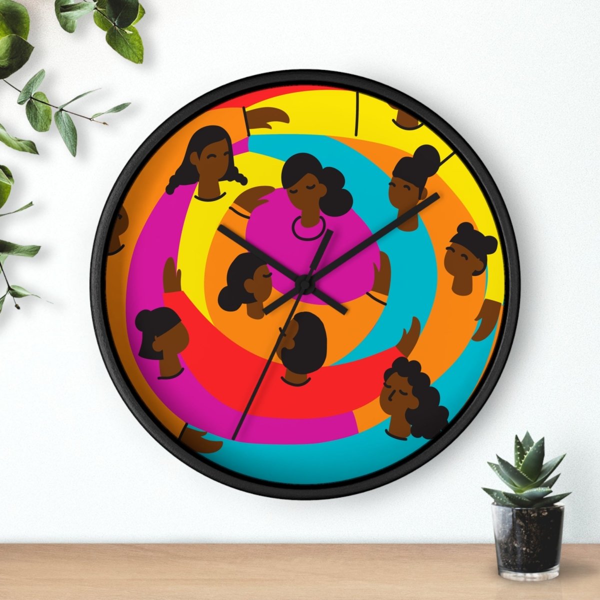 Circle of Women Wall Clock - Afrocentric Art by The Trini Gee