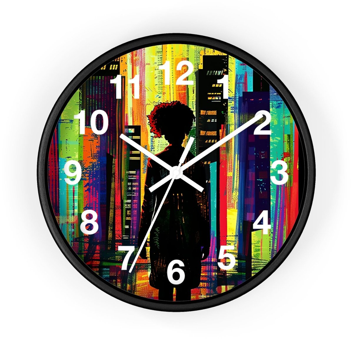 City Walk Wall Clock - Afrocentric Art by The Trini Gee