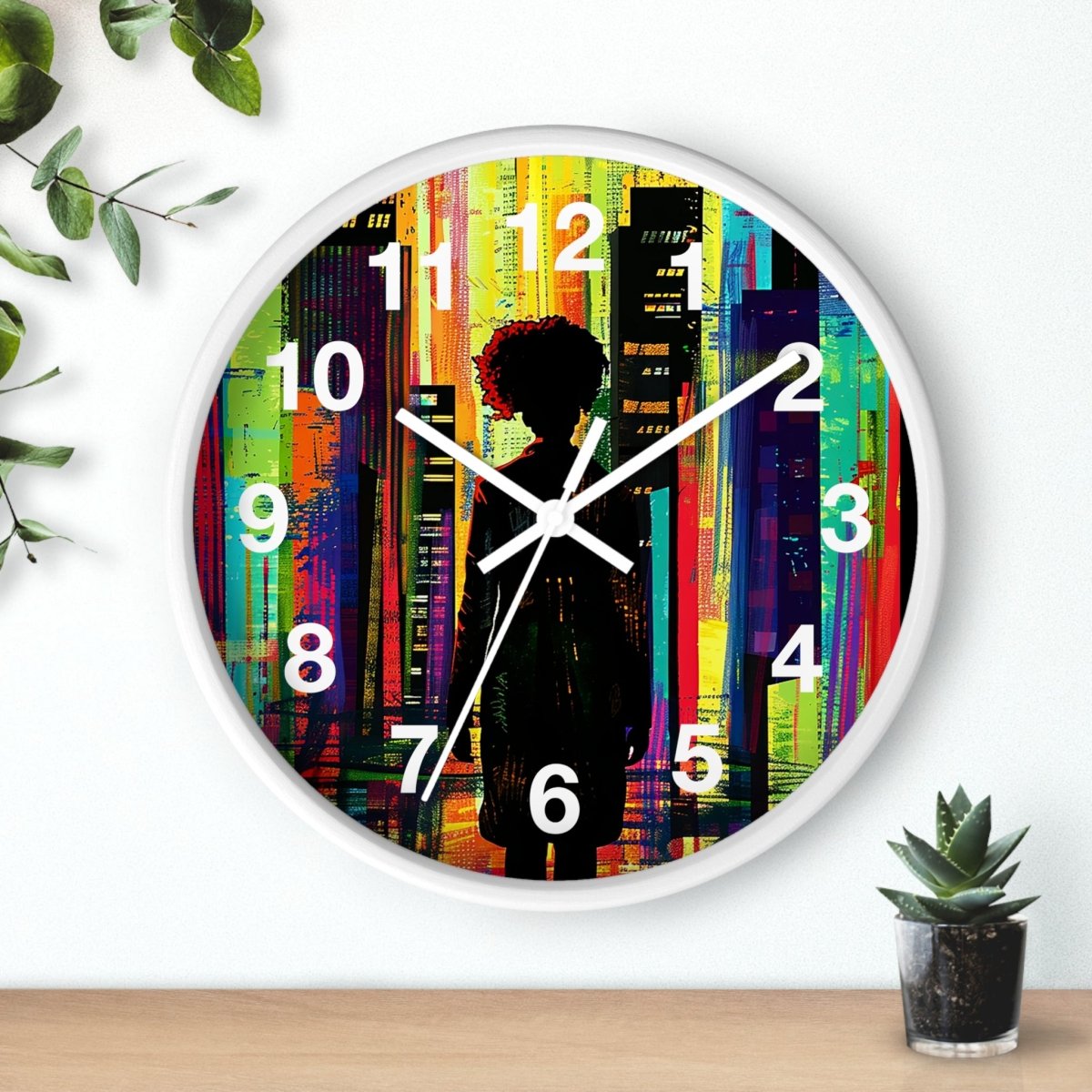 City Walk Wall Clock - Afrocentric Art by The Trini Gee