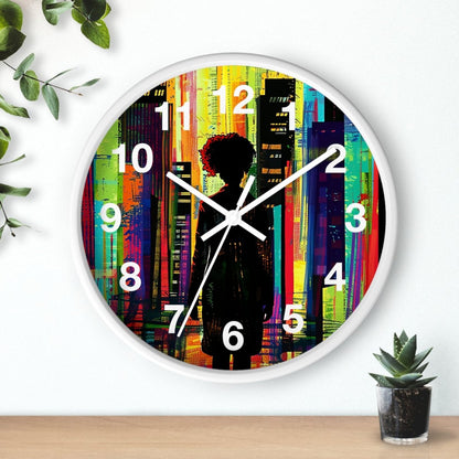 City Walk Wall Clock - Afrocentric Art by The Trini Gee