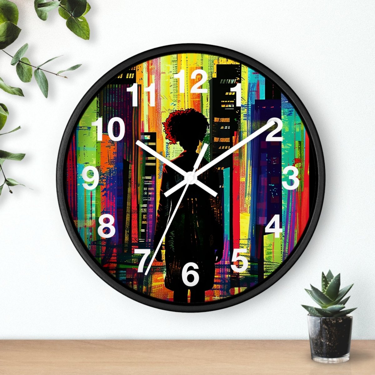 City Walk Wall Clock - Afrocentric Art by The Trini Gee
