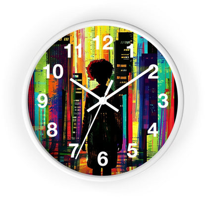 City Walk Wall Clock - Afrocentric Art by The Trini Gee