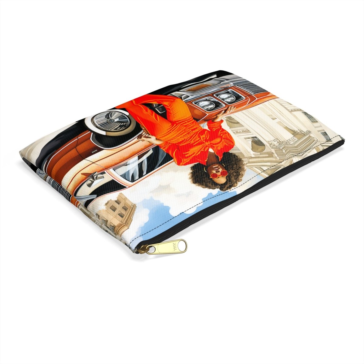 Classic 70s Woman Accessory Pouch - Afrocentric Art by The Trini Gee