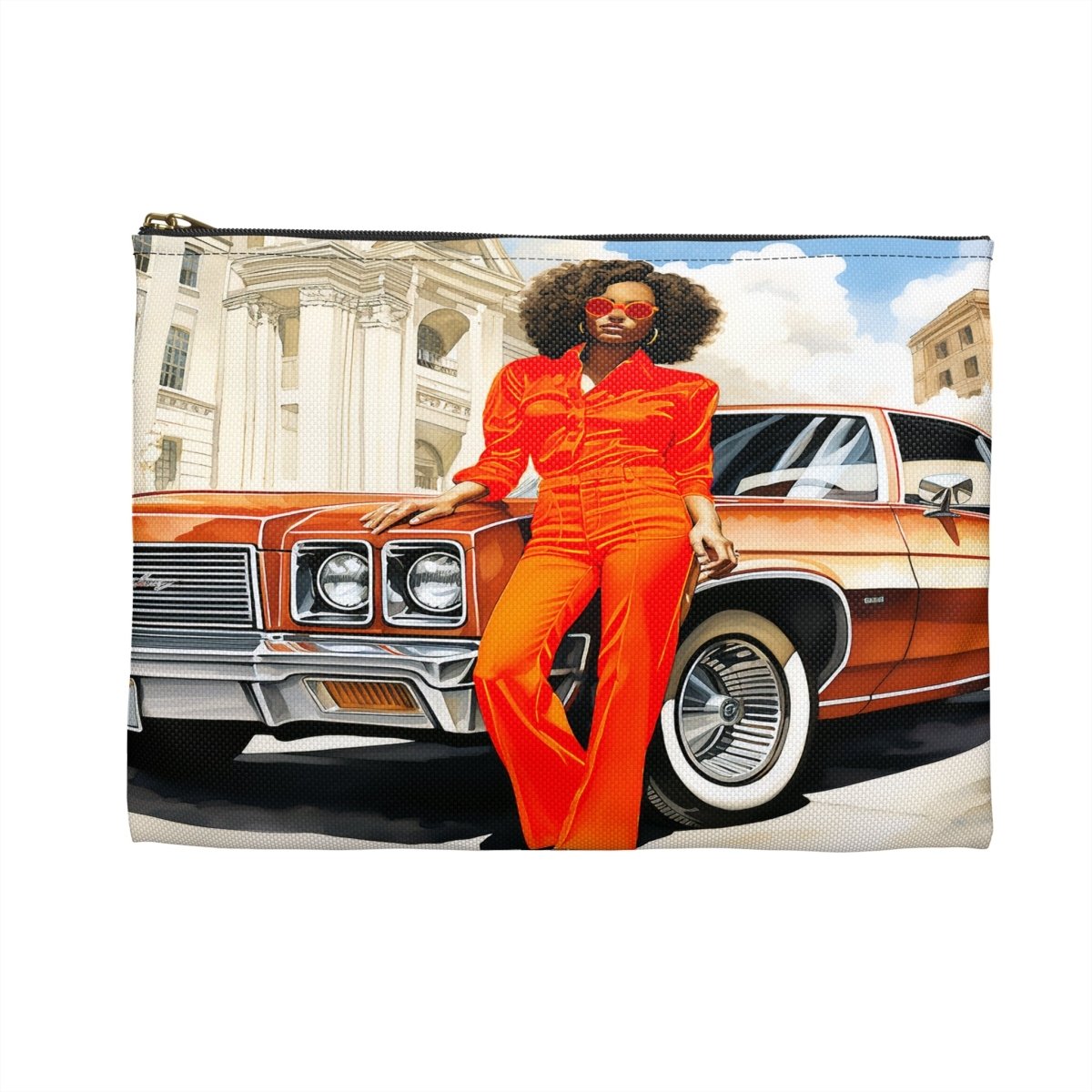 Classic 70s Woman Accessory Pouch - Afrocentric Art by The Trini Gee