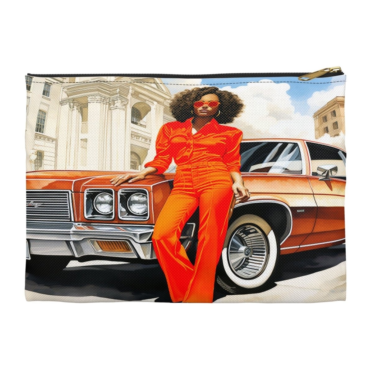 Classic 70s Woman Accessory Pouch - Afrocentric Art by The Trini Gee