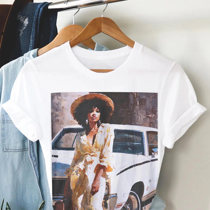 Classic Car Lady Shirt - Afrocentric Art by The Trini Gee