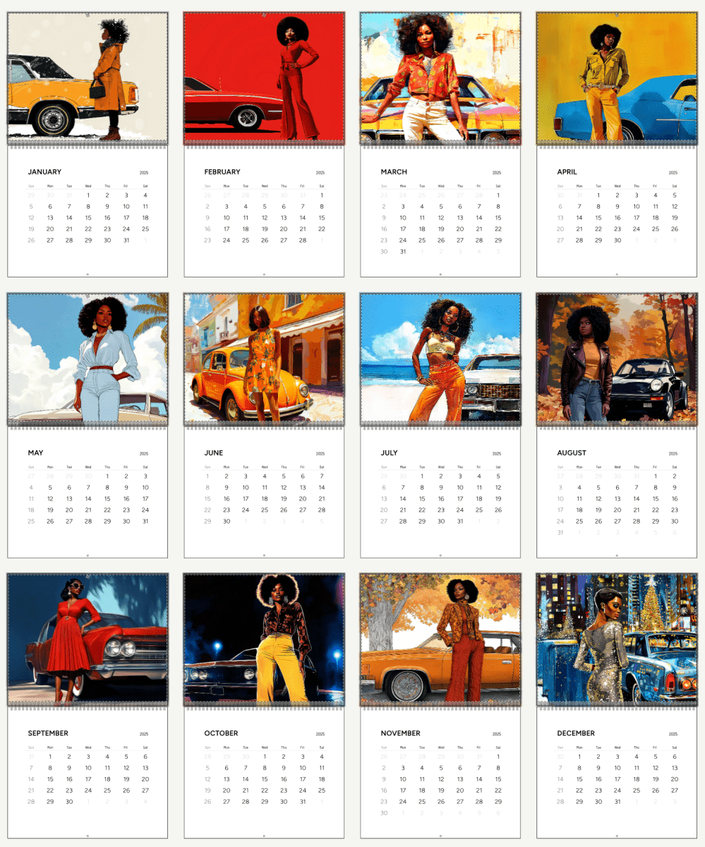 Classic Cars 2025 Wall Calendar - The Trini Gee