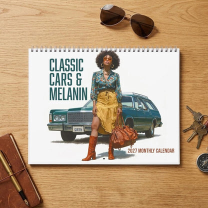 Classic Cars & Melanin 2027 Wall Calendar - Afrocentric Art by The Trini Gee