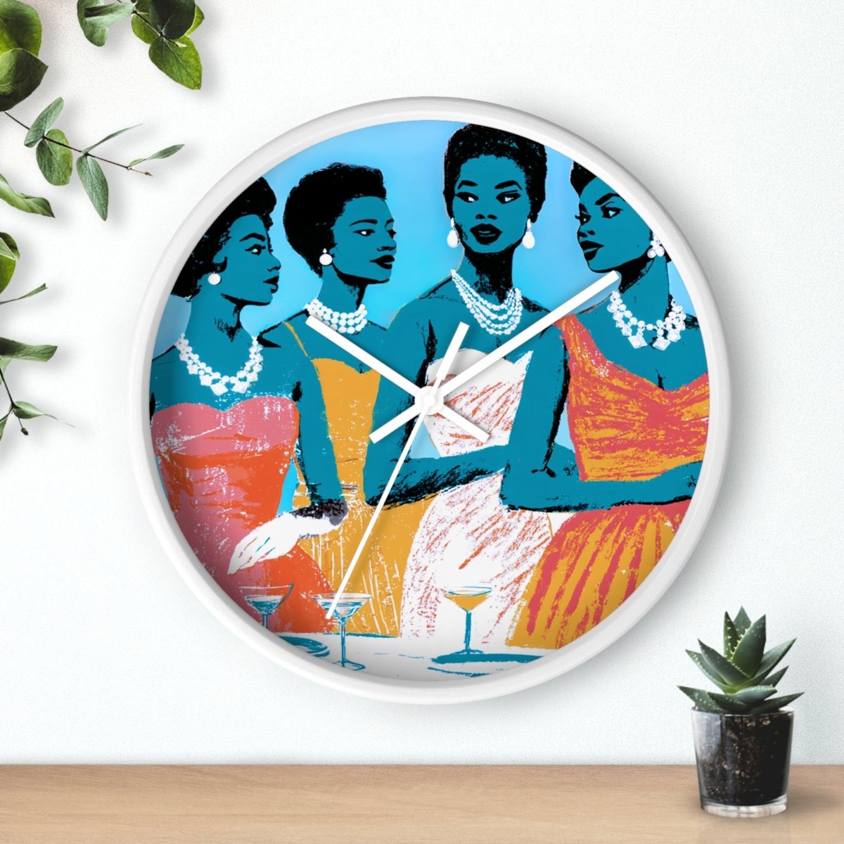 Cocktail Party Wall Clock - Afrocentric Art by The Trini Gee