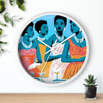Cocktail Party Wall Clock - Afrocentric Art by The Trini Gee