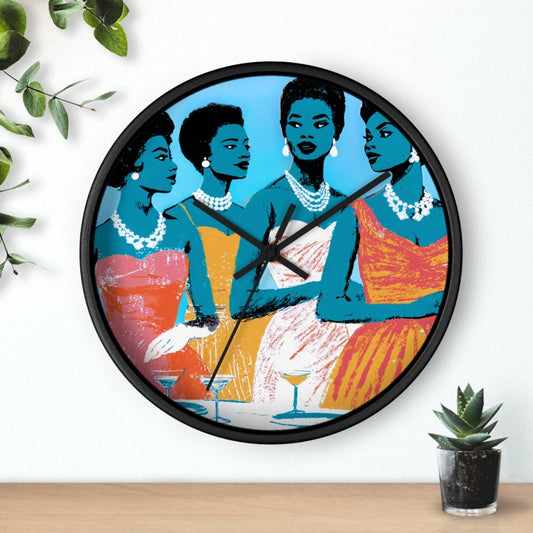 Cocktail Party Wall Clock - Afrocentric Art by The Trini Gee