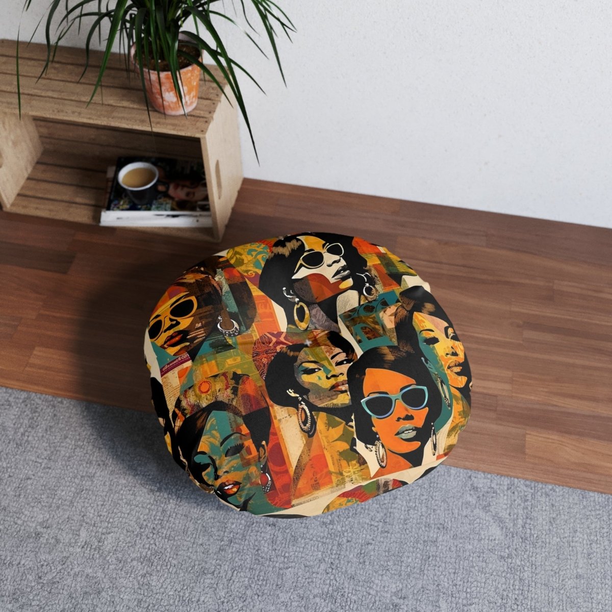 Collage Women Floor Pillow - Afrocentric Art by The Trini Gee