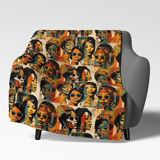 Collage Women Throw Blanket - Afrocentric Art by The Trini Gee